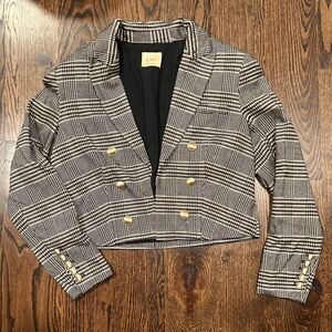 Elie Tahari Checkered Blazer with Gold Buttons